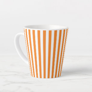 Tasse Latte Motif rayures verticales orange et blanc classique