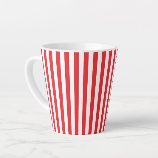 Tasse Latte Motif rayures verticales rouges et blanches classi (Angle gauche)