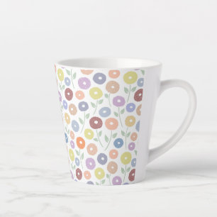 Tasse Latte Motif répété de fleurs floues Pastels sur fond bla