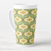 Tasse Latte Motif Rétro Vert Blanc Beige (Angle gauche)
