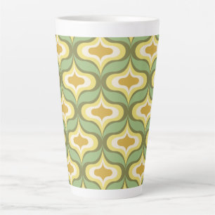 Tasse Latte Motif Rétro Vert Blanc Beige