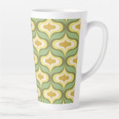 Tasse Latte Motif Rétro Vert Blanc Beige (Droite)