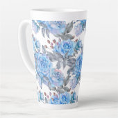 Tasse Latte Motif rose bleu pastel (Angle gauche)