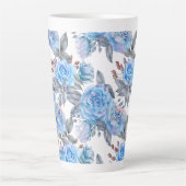 Tasse Latte Motif rose bleu pastel (Devant)