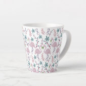 Tasse Latte Motif rose flamingo sans couture sur arrière - pla (Angle droit)
