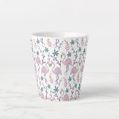 Tasse Latte Motif rose flamingo sans couture sur arrière - pla (Devant)
