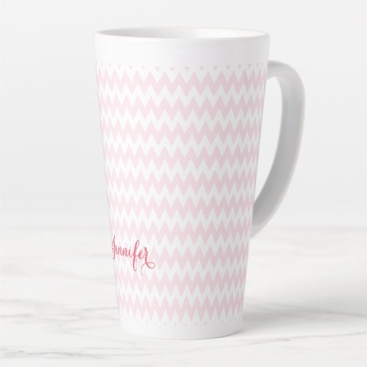Tasse Latte Motif rose moderne élégant élégant Monogramme élég (Angle droit)