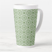 Tasse Latte Motif Sage Green White géométrique sans couture (Angle droit)