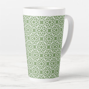 Tasse Latte Motif Sage Green White géométrique sans couture