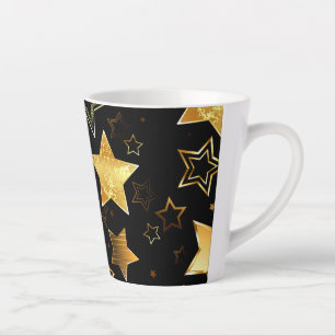Tasse Latte Motif sans couture avec étoiles d'or