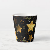 Tasse Latte Motif sans couture avec étoiles d'or (Devant)