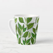 Tasse Latte Motif sans couture avec Feuilles de thé vert (Angle gauche)