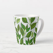 Tasse Latte Motif sans couture avec Feuilles de thé vert (Angle droit)