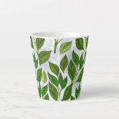 Tasse Latte Motif sans couture avec Feuilles de thé vert (Devant)