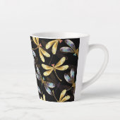 Tasse Latte Motif sans couture avec libellules d'or (Droite)