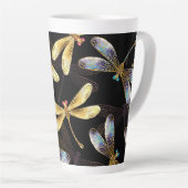 Tasse Latte Motif sans couture avec libellules d'or (Angle droit)