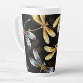 Tasse Latte Motif sans couture avec libellules d'or (Angle gauche)