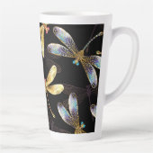 Tasse Latte Motif sans couture avec libellules d'or (Droite)