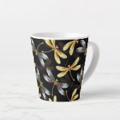 Tasse Latte Motif sans couture avec libellules dorées (Angle droit)