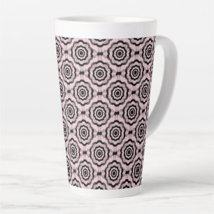 Tasse Latte Motif sans couture de fleurs roses et noires