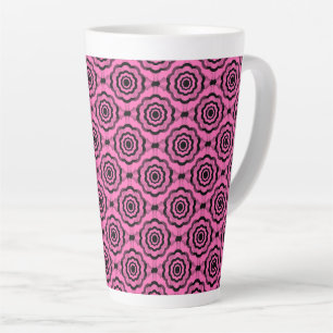 Tasse Latte Motif sans couture de fleurs roses et noires