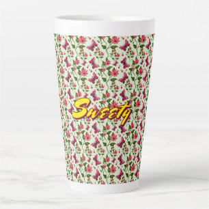 Tasse Latte Motif sans couture personnalisé de cerisier papill