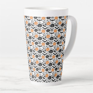 Tasse Latte Motif sans couture pour Halloween épouvantable 