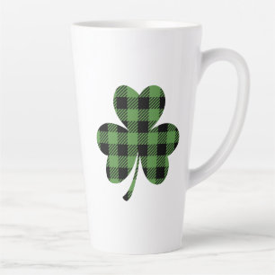 Tasse Latte Motif Trèfle Shamrock Carreaux Buffalo Vert-61104