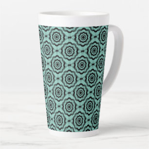 Tasse Latte Motif turquoise Fleur Noire sans couture