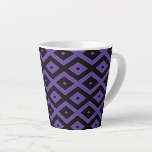 Tasse Latte Motif violet et diamant noir (Angle droit)