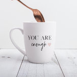 Tasse Latte Motivation Positive Vous Êtes Suffisamment Cité<br><div class="desc">Vous cherchez un rappel quotidien que vous êtes assez ? Ne cherchez plus ! Présentez nos produits de devis "Vous en êtes assez", conçus pour fournir une motivation positive et élever votre esprit quand vous en avez besoin. Avec ces produits inspirants, vous pouvez porter avec vous le message stimulant de l'acceptation...</div>