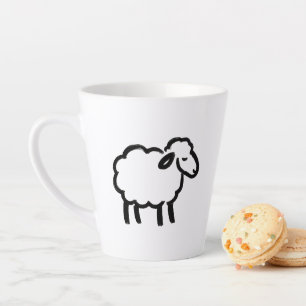Tasse Latte Mouton à la ligne noire – Conception d'encre d'ani