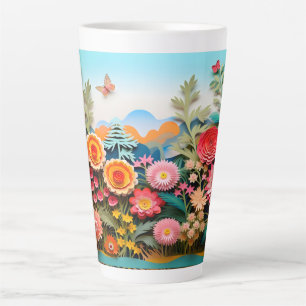 Tasse Latte "Mug de jardin Pittoresque - Fleurs colorées et pa
