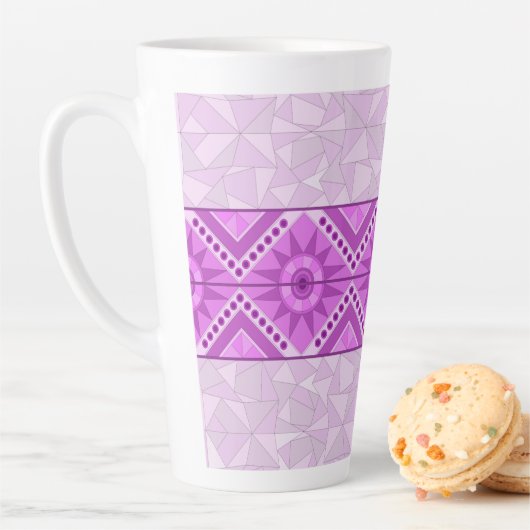 TASSE LATTE MUGUE D'ART DÉCORATIF VIOLET (En situation)