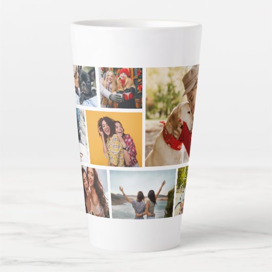 Tasse Latte Multi Photo Collage Modern Personalized Name (Devant)