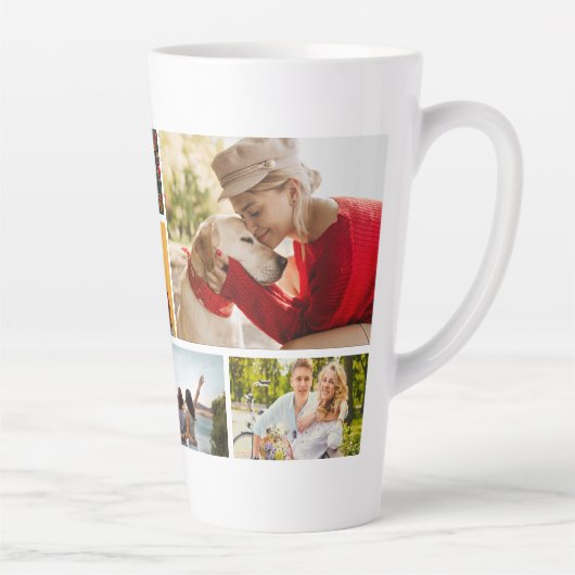 Tasse Latte Multi Photo Collage Modern Personalized Name (Droite)