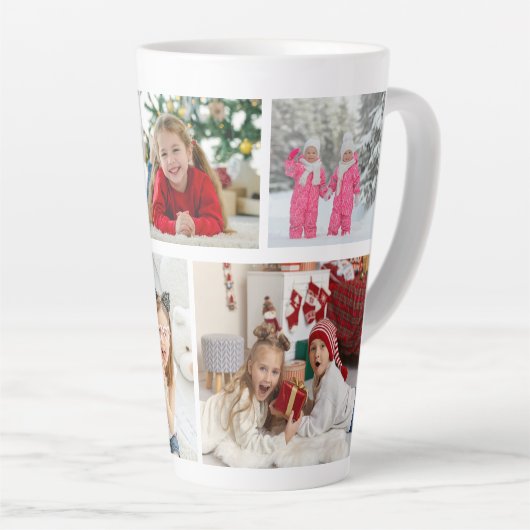 Tasse Latte Multi Photo Collage Modern Personalized Name (Angle droit)
