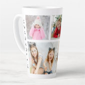 Tasse Latte Multi Photo Collage Modern Personalized Name (Angle gauche)