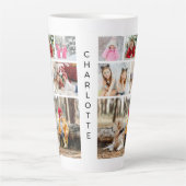 Tasse Latte Multiphoto Collage moderne Nom personnalisé (Devant)