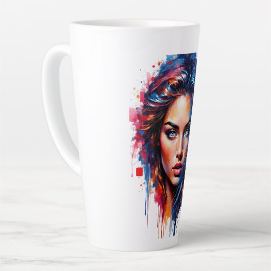 Tasse Latte Muse Chromatique - Portrait De Splash Néon (Angle gauche)