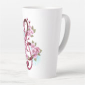 Tasse Latte Musical treble clef notes with sakura flowers (Angle droit)