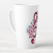 Tasse Latte Musical treble clef notes with sakura flowers (Angle gauche)