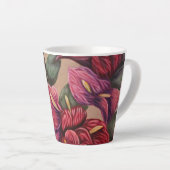 Tasse Latte Musique à fleurs d'anthurium rouge et rose (Angle droit)