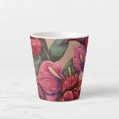 Tasse Latte Musique à fleurs d'anthurium rouge et rose (Devant)