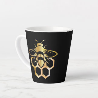 Tasse Latte Musique d'abeille noire et d'or