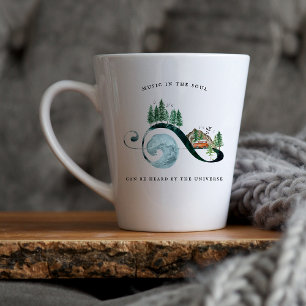 Tasse Latte Musique dans l'âme   Monogramme rustique aquarelle