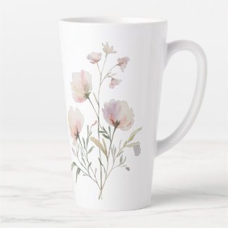 Tasse Latte Musique d'aquarelle douce en Botanique