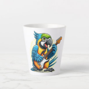 Tasse Latte Musique du rock perroquet