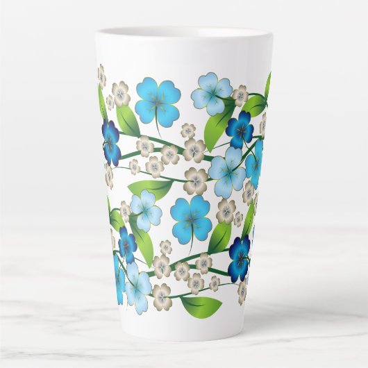 Tasse Latte Musique en fleurs bleues (Devant)