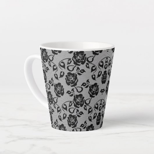 Tasse Latte Musique en latte de dentelle noire (Angle gauche)